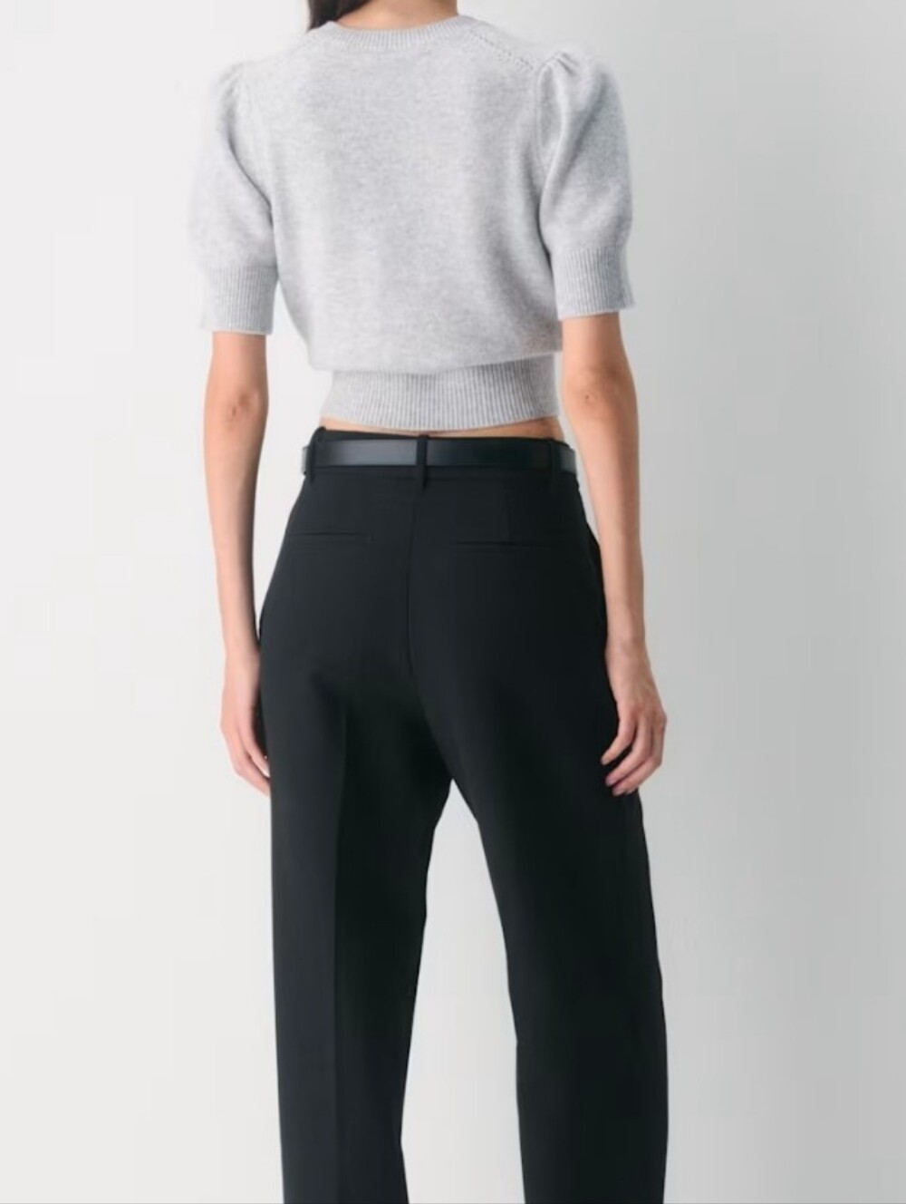 Wilfred Aritzia Cherub Gray Wool Cashmere Short Sleeve Knit Top Size M - Picture 6 of 15